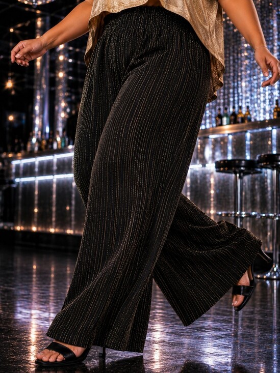 torrid Pants - Torrid Metallic Glitter Stripe Wide Leg Relax Fit Festive Maximilist Pants